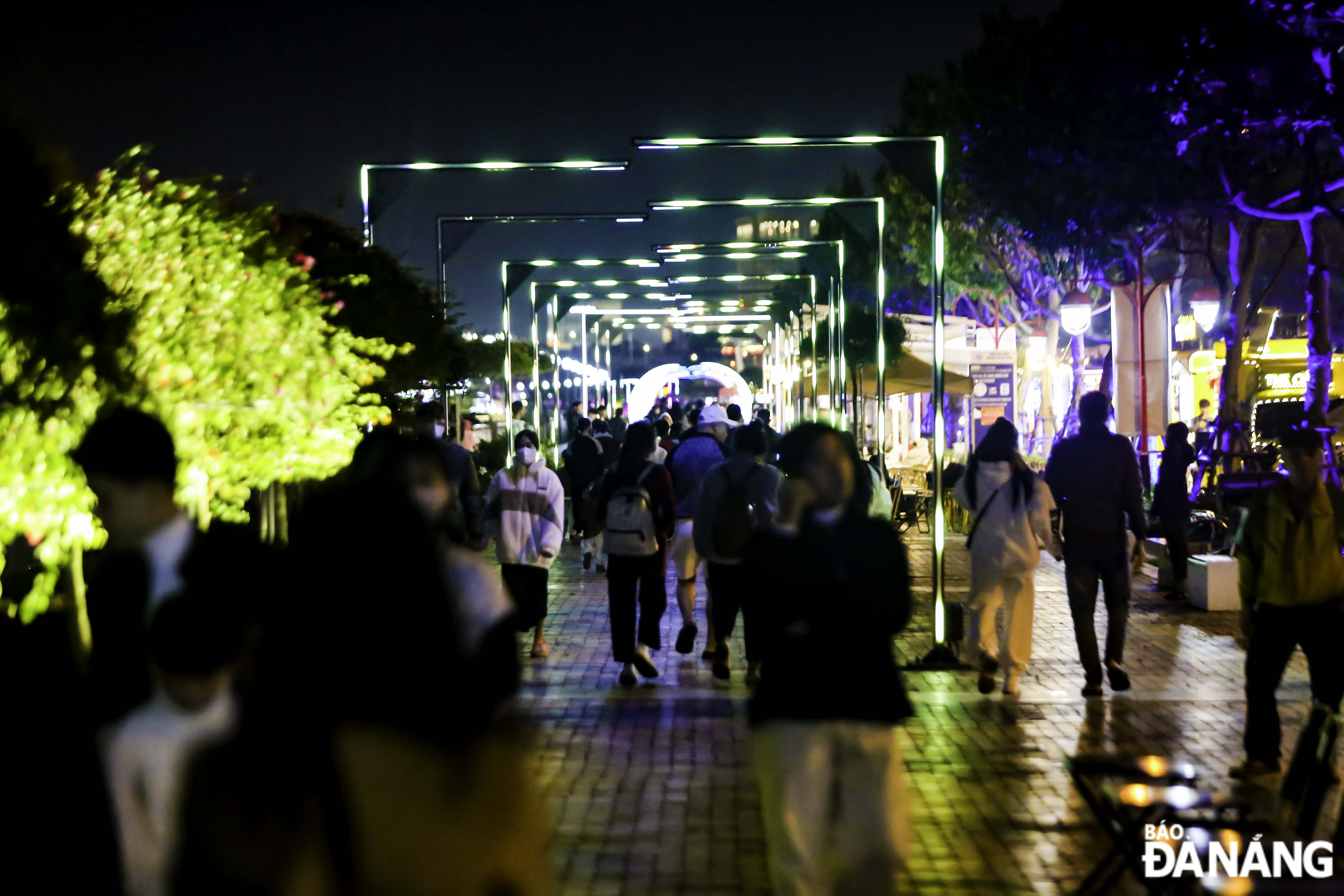 The Bach Dang Walking Street was crowded with people