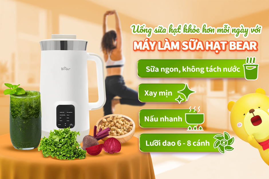 Tự làm sữa hạt thơm ngon không tách nước ngay tại nhà thật đơn giản với máy làm sữa hạt Bear