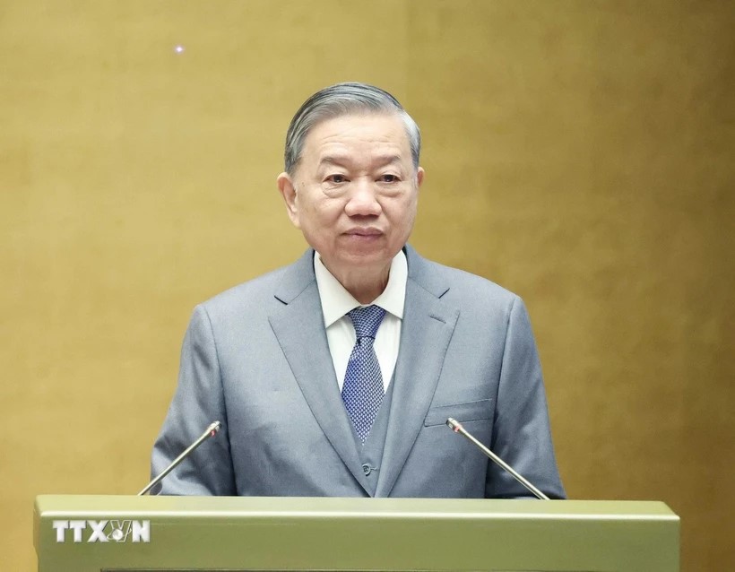 Party General Secretary To Lam delivered his concluding speech at the conference. Photo: VNA