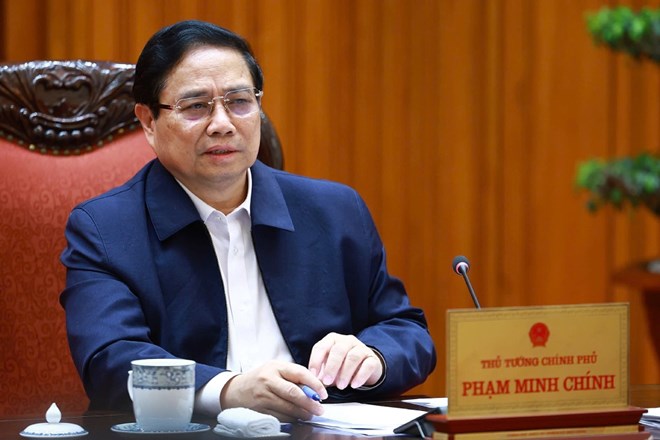 Ủy viên Bộ Chính trị, Thủ tướng Chính phủ Phạm Minh Chính đôn đốc đẩy mạnh giải ngân vốn đầu tư công năm 2025. Ảnh: VGP
