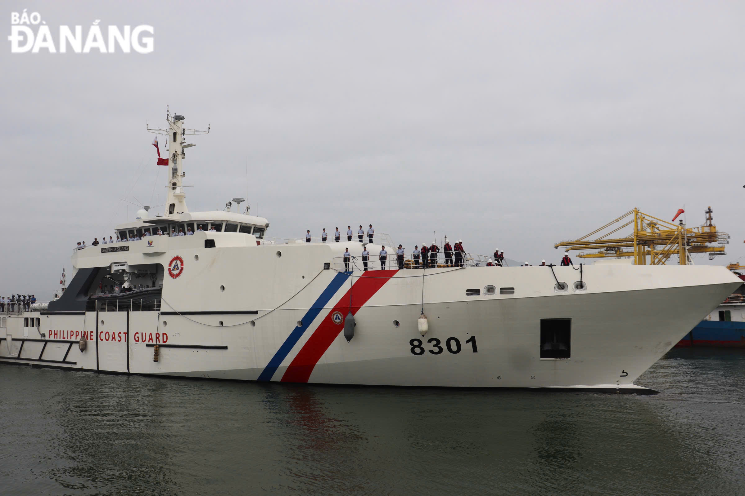 The BRP Gabriela Silang ship docked at Da Nang’s Tien Sa Port on Monday morning. PHOTO: KHANH NGAN 